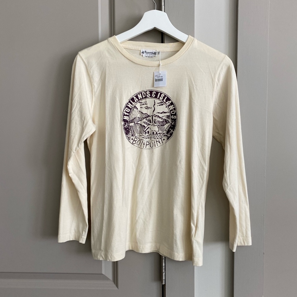 Bonpoint kids Cream Long Sleeve Tee with Graphic size 14